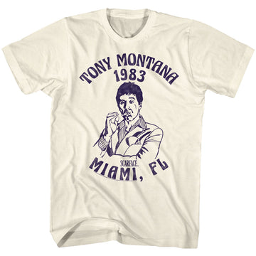 Scarface Mens S/S T-Shirt - Miami '83 - Solid Natural