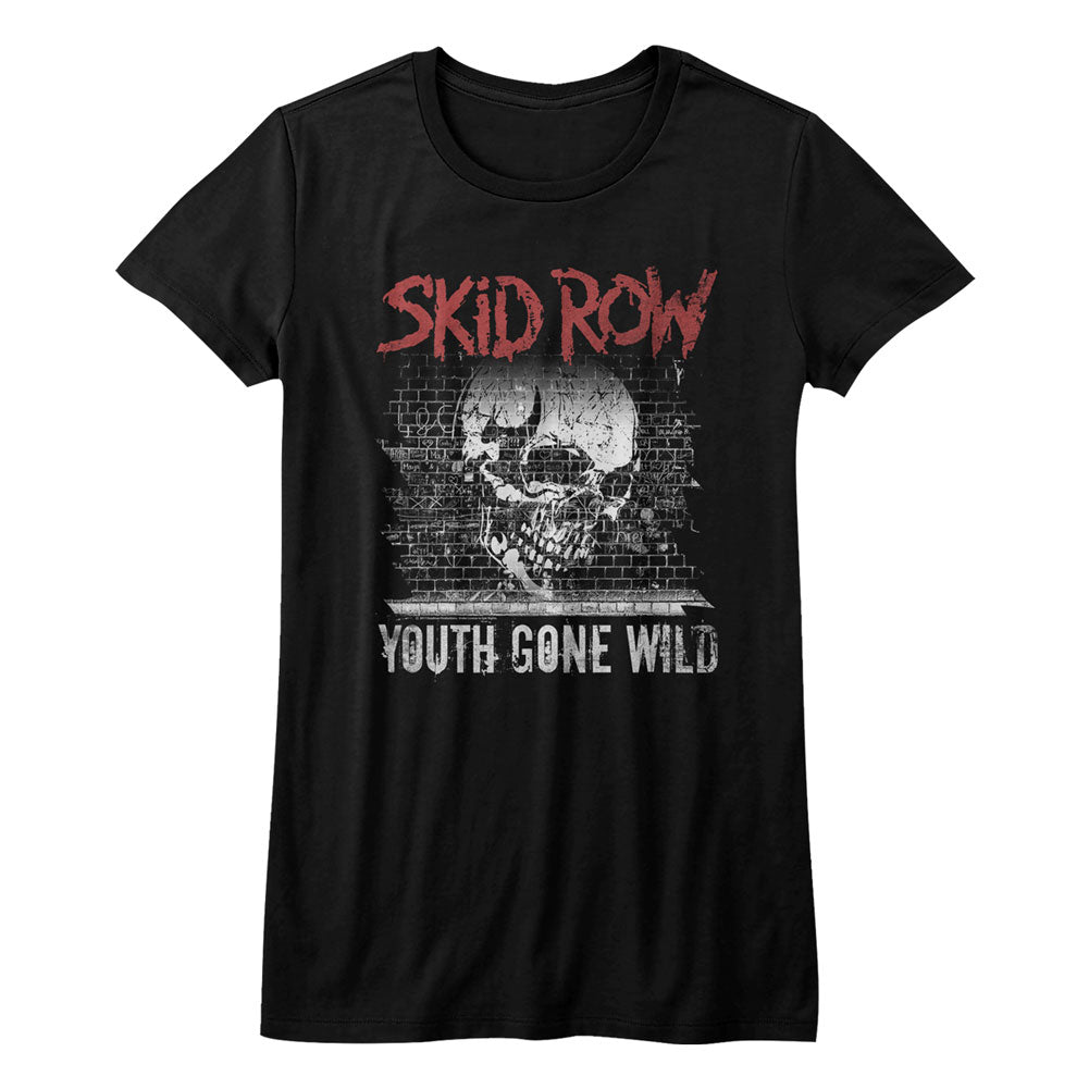 Skid Row Girls Juniors S/S T-Shirt - Graffiti Gone Wild - Solid Black