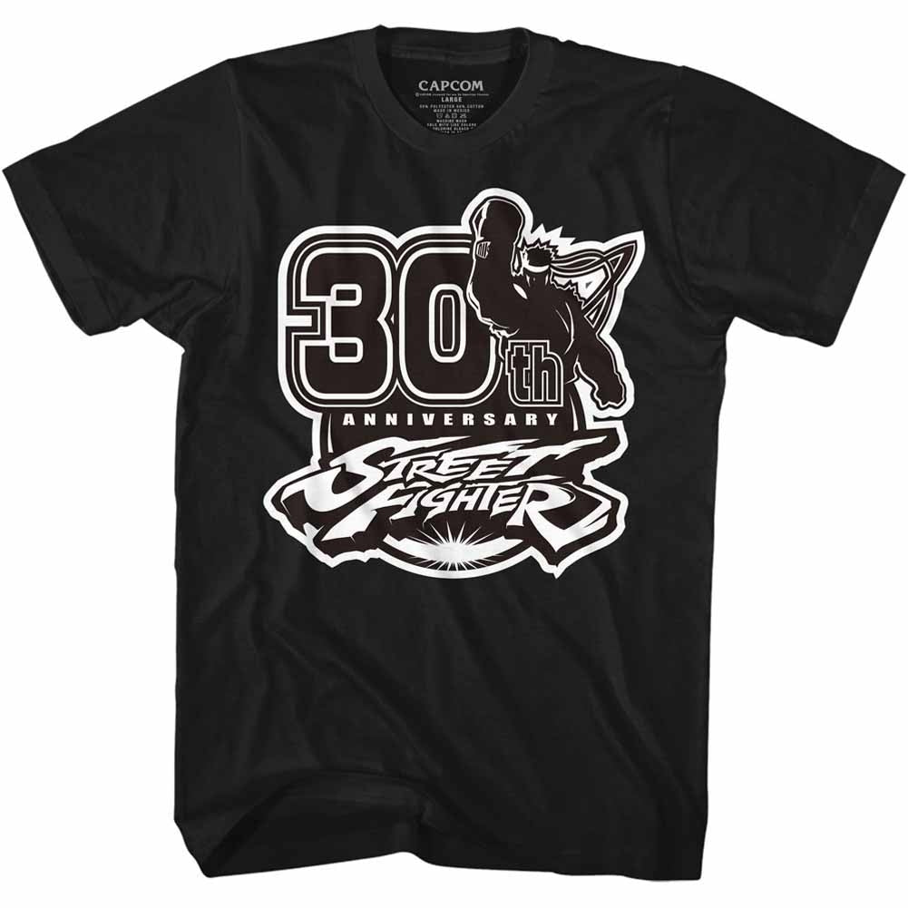 Street Fighter Mens S/S T-Shirt - Sf30Bw - Solid Black