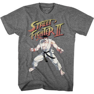 Street Fighter Mens S/S T-Shirt - Ryu - Heather Graphite Heather