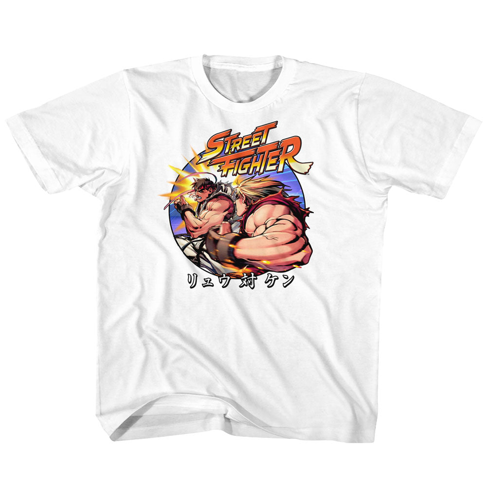 Street Fighter Toddler S/S T-Shirt - Ryu Vs Ken - Solid White