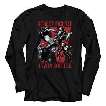Street Fighter Mens L/S T-Shirt - Team Battle - Solid Black