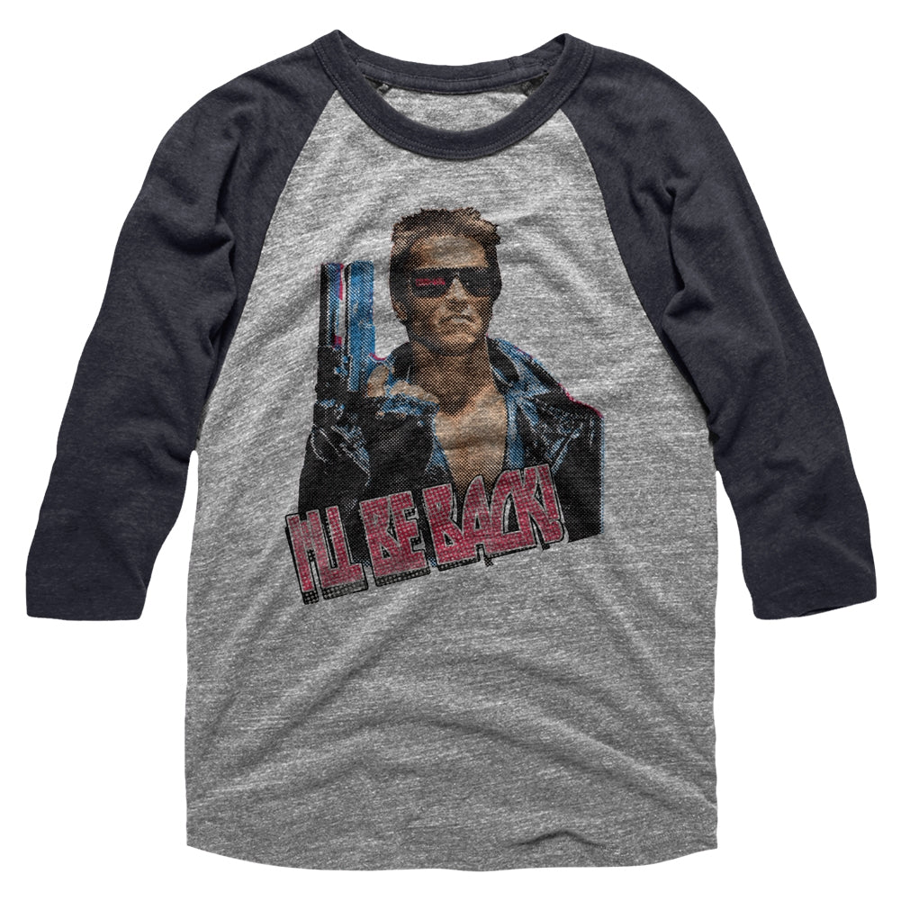 Terminator Mens 3/4 Sleeve Raglan - I'Ll Be Back - Heather/Heather Gray Heather/Dark Heather