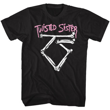 Twisted Sister Mens S/S T-Shirt - Bone Logo - Solid Black