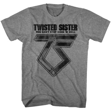 Twisted Sister Mens S/S T-Shirt - Can'T Stop Rock'N'Roll - Heather Graphite Heather