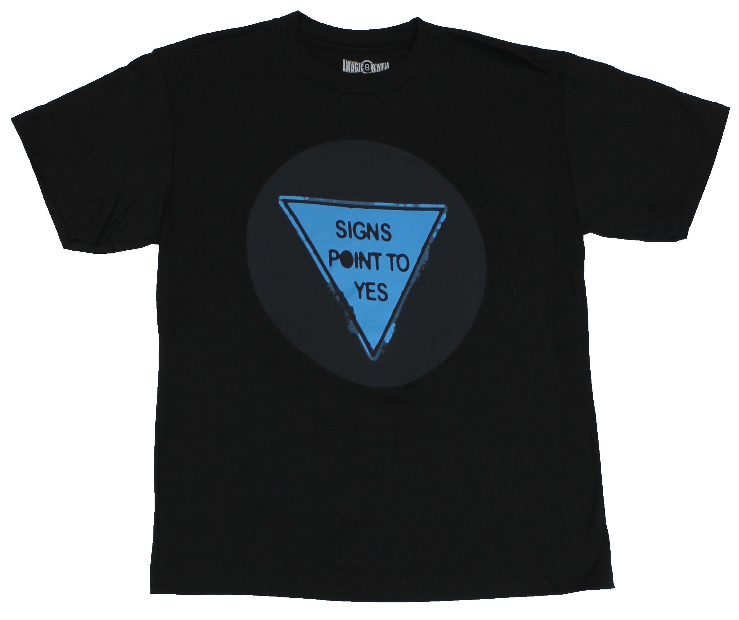 Eight ball Magic Eightball Mens T-shirt - Signs Point to Yes Distressed Image