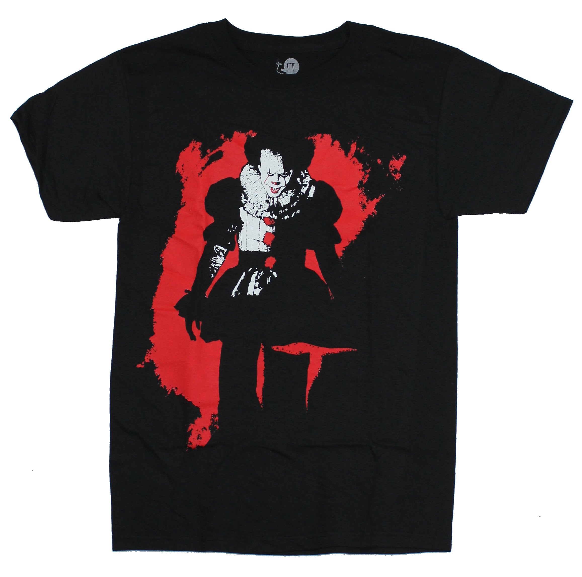 It Stephen King's Mens T-Shirt - Shadowy Red Splash Pennywise Image