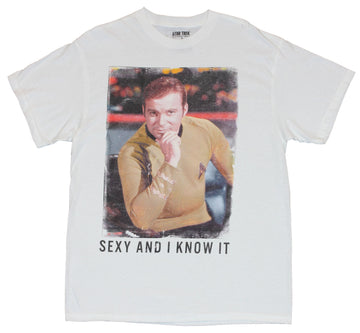 Star Trek Mens T-Shirt - "Sexy and I Know It" Captain Kirk Distressed Photo Pic