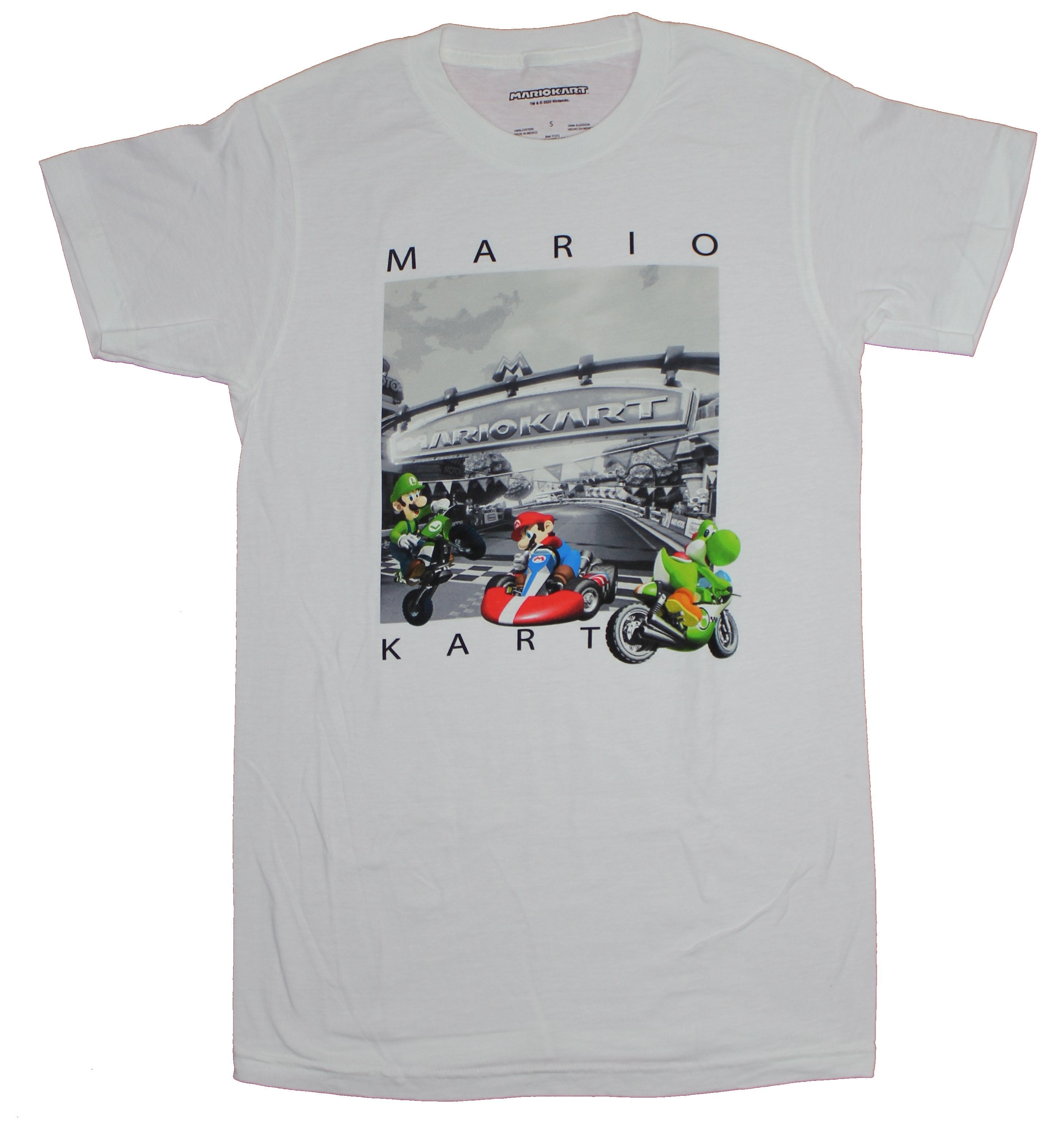 Super Mario Kart Mens T-Shirt  - Serious Race Detailed Mario Yoshi Luigi Image