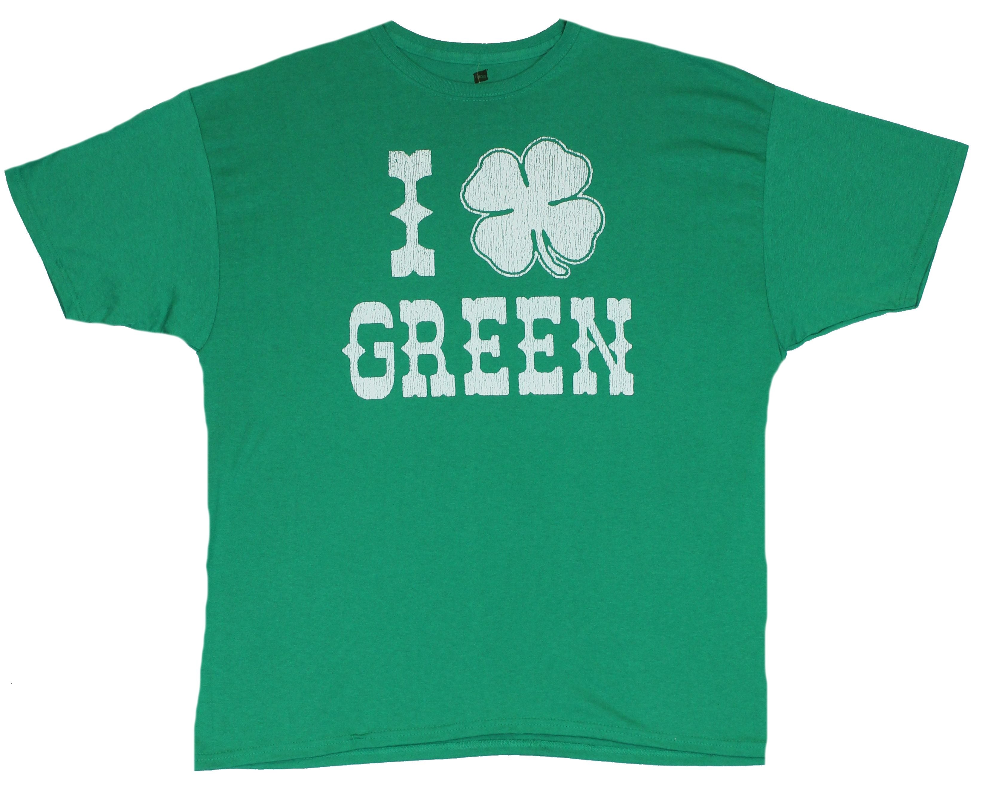 St. Patricks Day Mens T-Shirt  - I (Clover) Green on Green