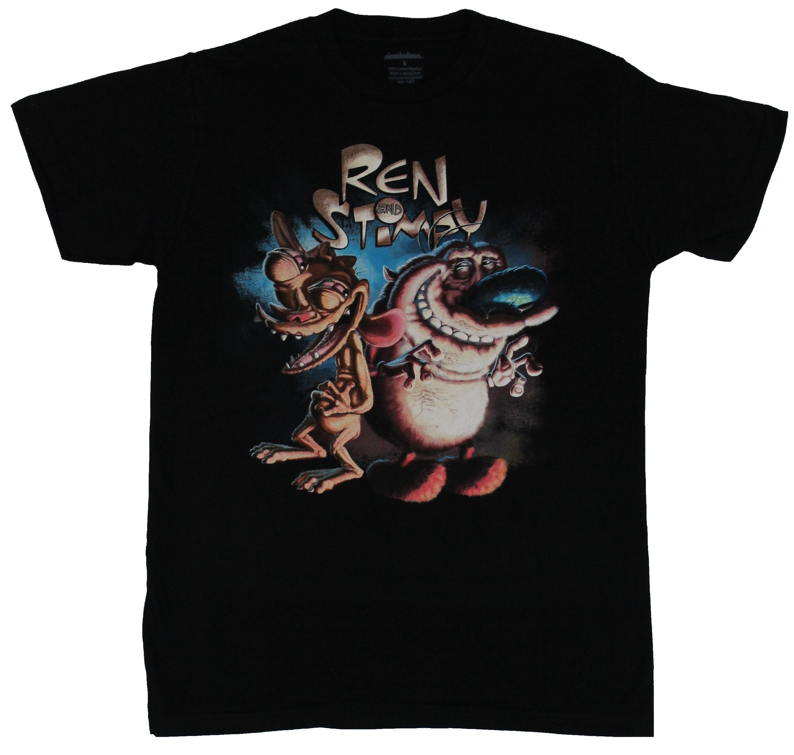 Ren & And Stimpy Mens T-Shirt -  Nicktoons Stars Darkened Madness Image
