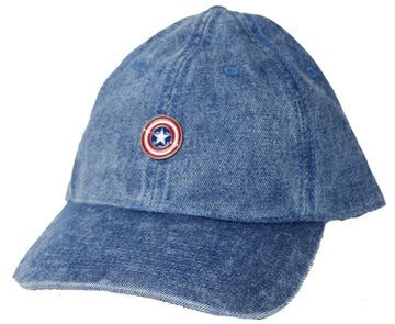 Captain  America Denim Metal Logo Slouch Adjustable Dad Hat CAp