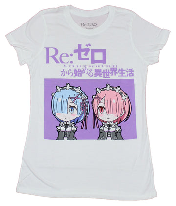 RE Zero Girls Juniors Mens T-Shirt - Chibi Style Twins Image