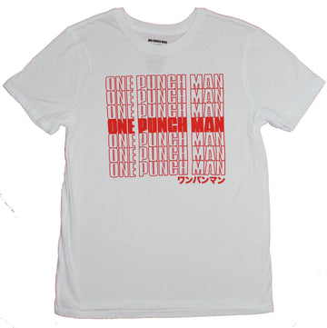 One Punch Man Mens T-Shirt - Name Drop Design in Red