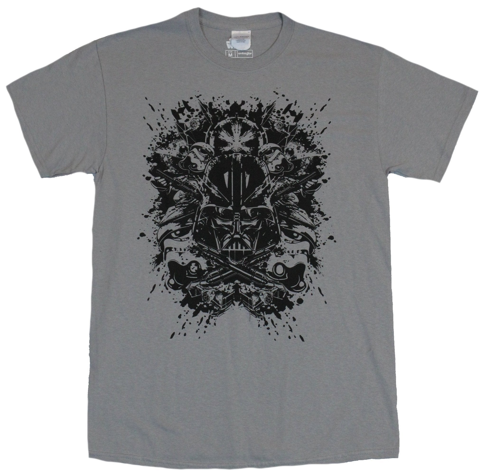 Star Wars  Mens T-Shirt -Inkblot Style Darth Vader Crossed Saber Image