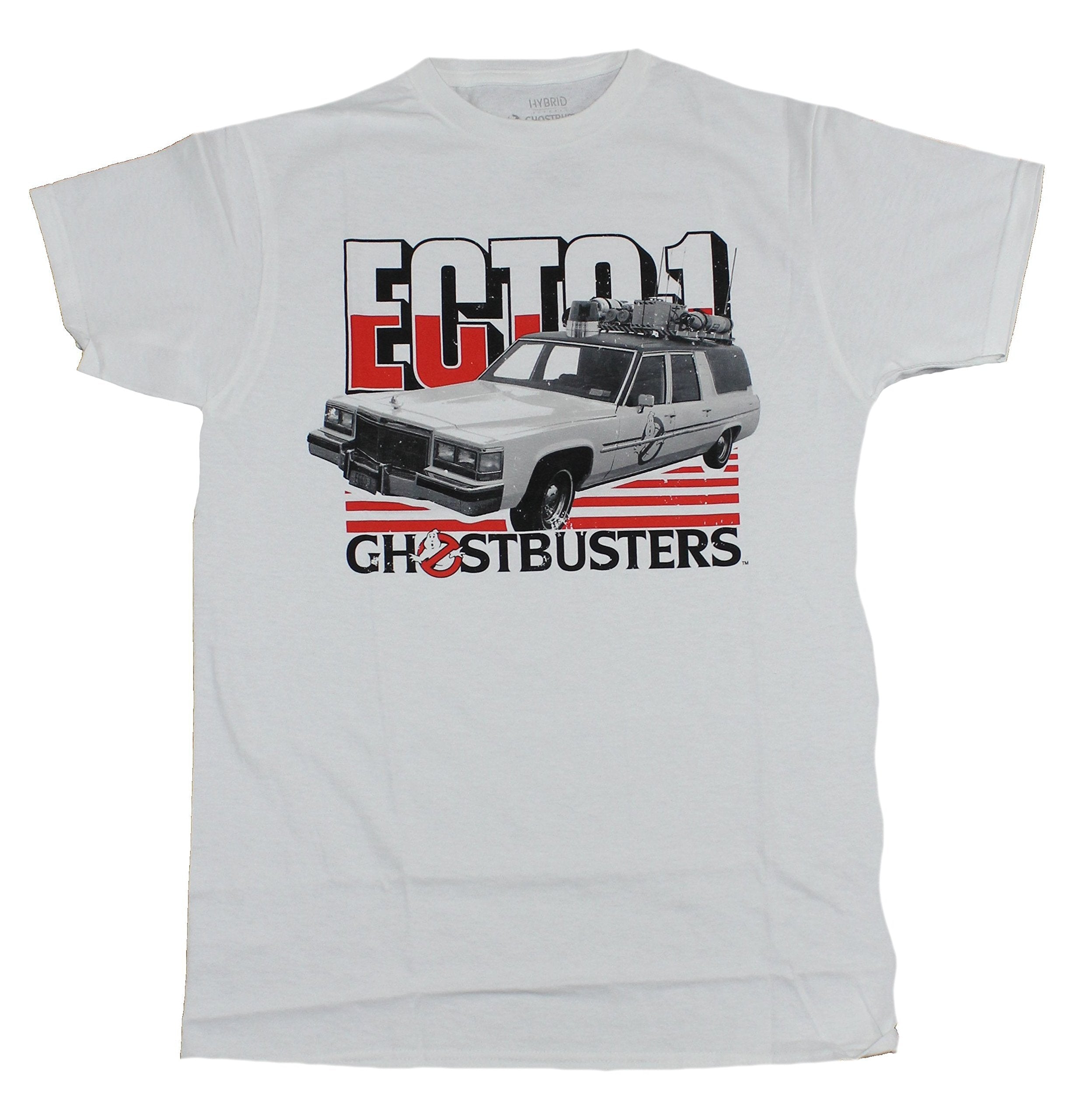 Ghostbusters Mens T-Shirt - Ecto 1 Ectomobile & Logo Image