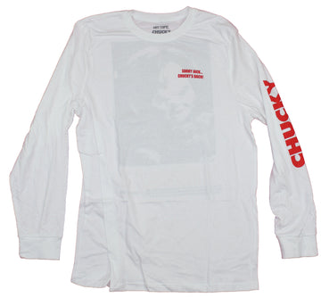 Chucky 2 Mens Long Sleeve T-shirt - Sorry Jack Chucky's Back Lapel Photo Back
