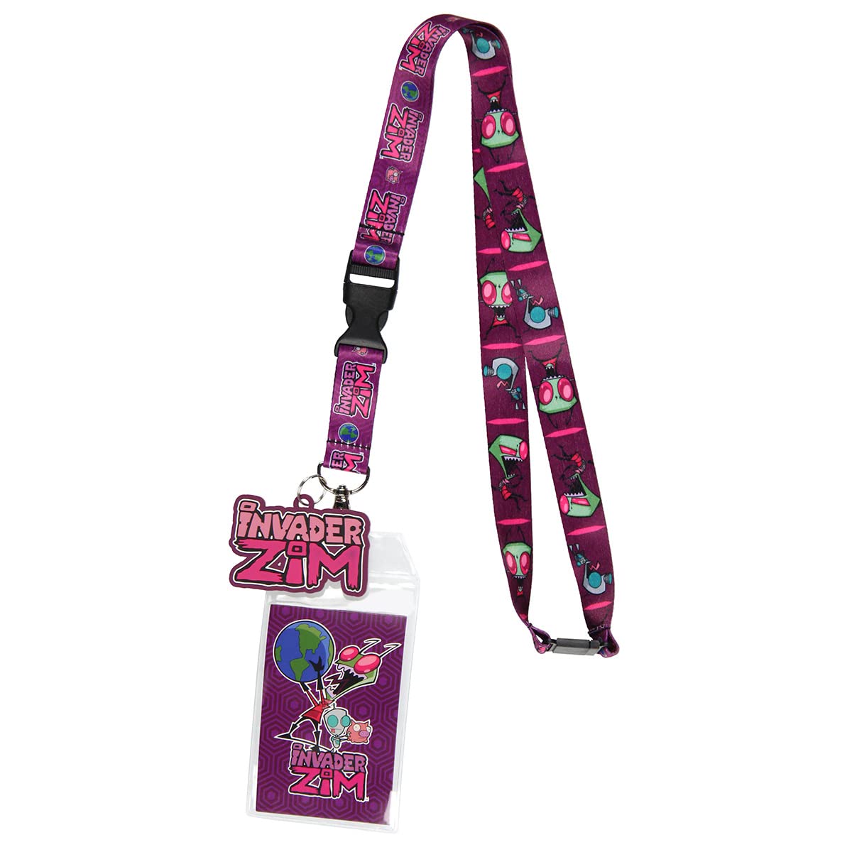 Invader Zim and Gir ID Badge Holder Lanyard w/ 2" Logo Rubber Pendant