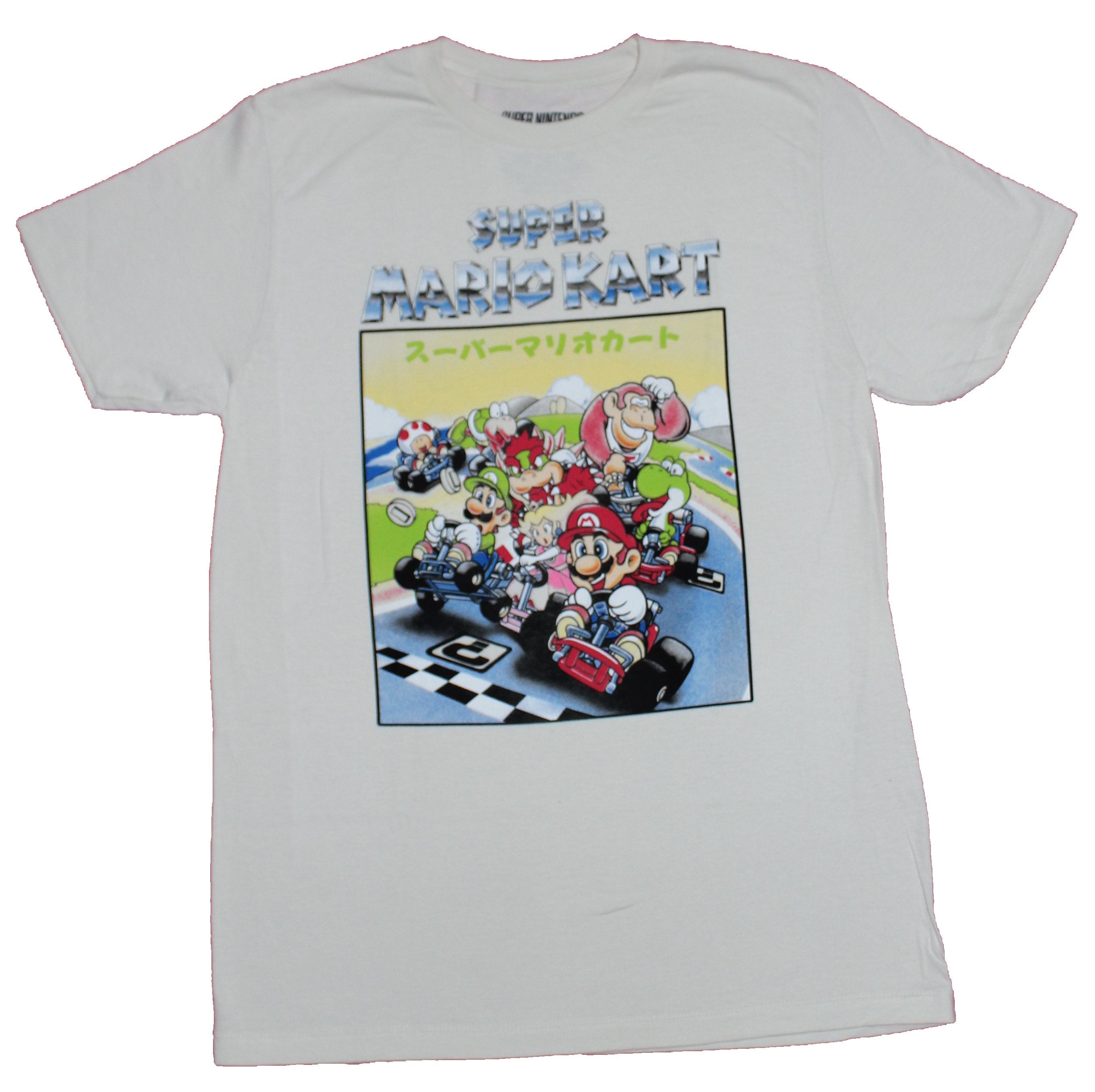 Super Mario Kart Mens T-Shirt - Classic Kanji Cartoon artwork Cream