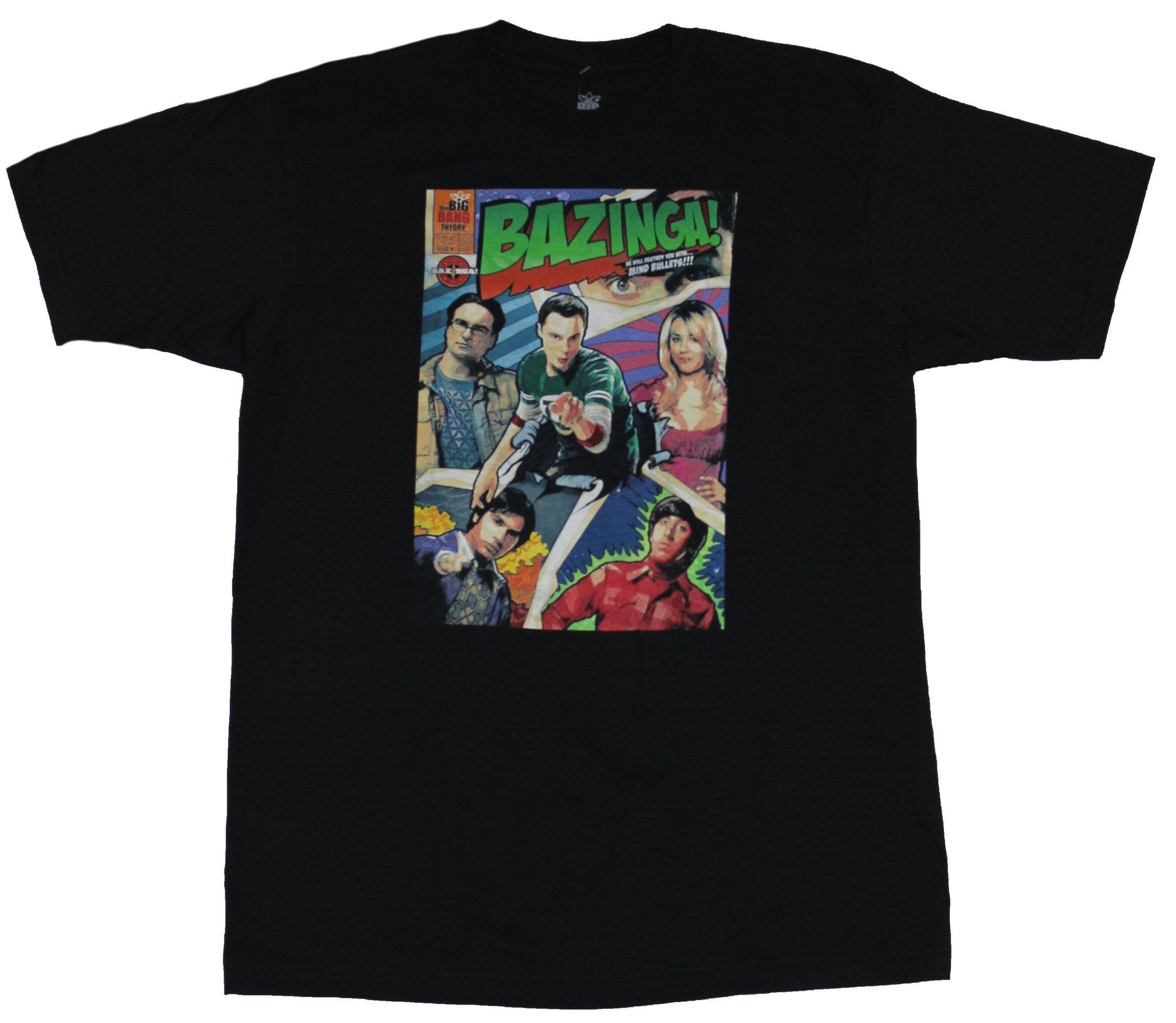 Big Bang Theory Mens T-Shirt - Bazinga! Sheldon Crew Comic Cover