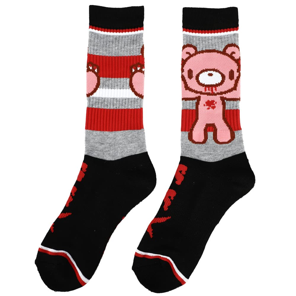Gloomy Bear Gray and Black Athletic Crew Socks for Men One Size