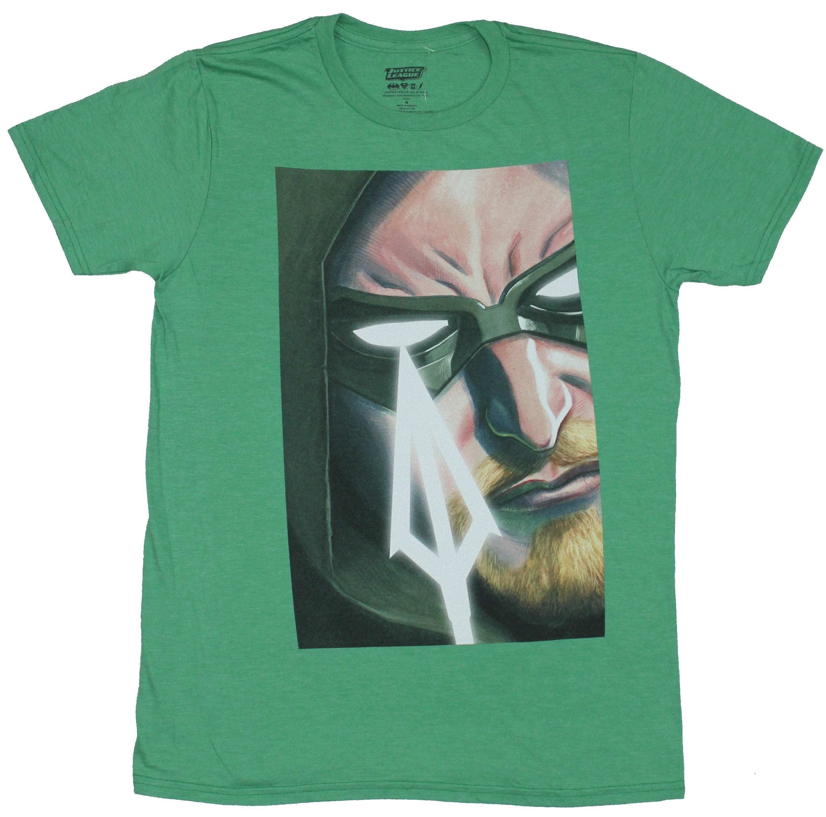 Green Arrow (DC Comics) Mens T-Shirt - Oliver Queen Close Up With arrow