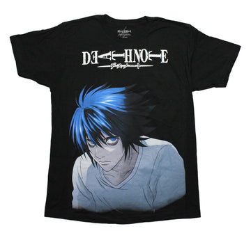 Death Note Mens T-Shirt -  Large Image of Blue Hair L Character