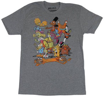 Nicktoons (Nickelodeon) Mens T-Shirt - Giant Cast Rocko Arnold Catdog Monsters