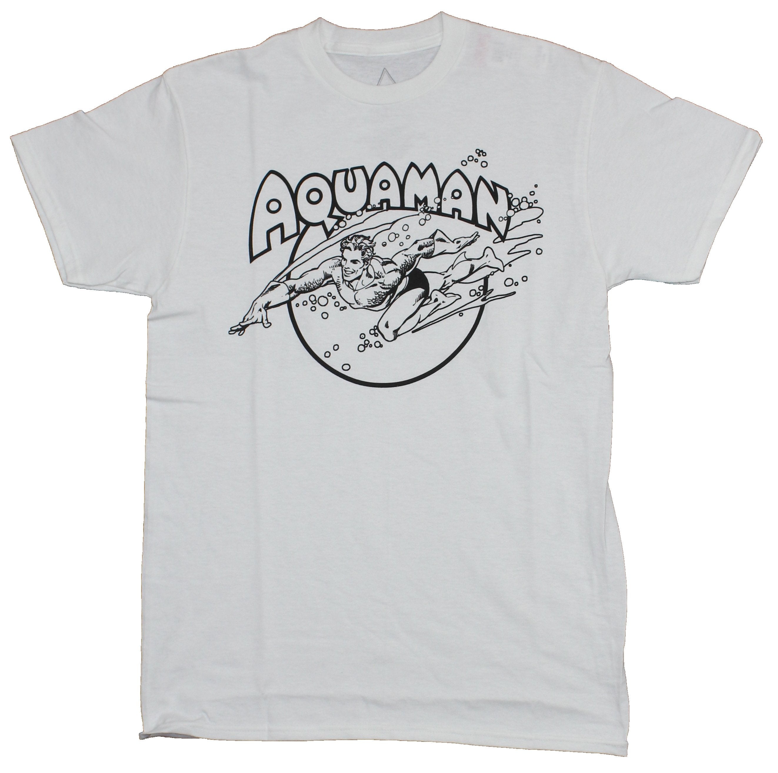 Aquaman DC Comics Mens T-Shirt - Classic Old School Swimming Aquaman Image