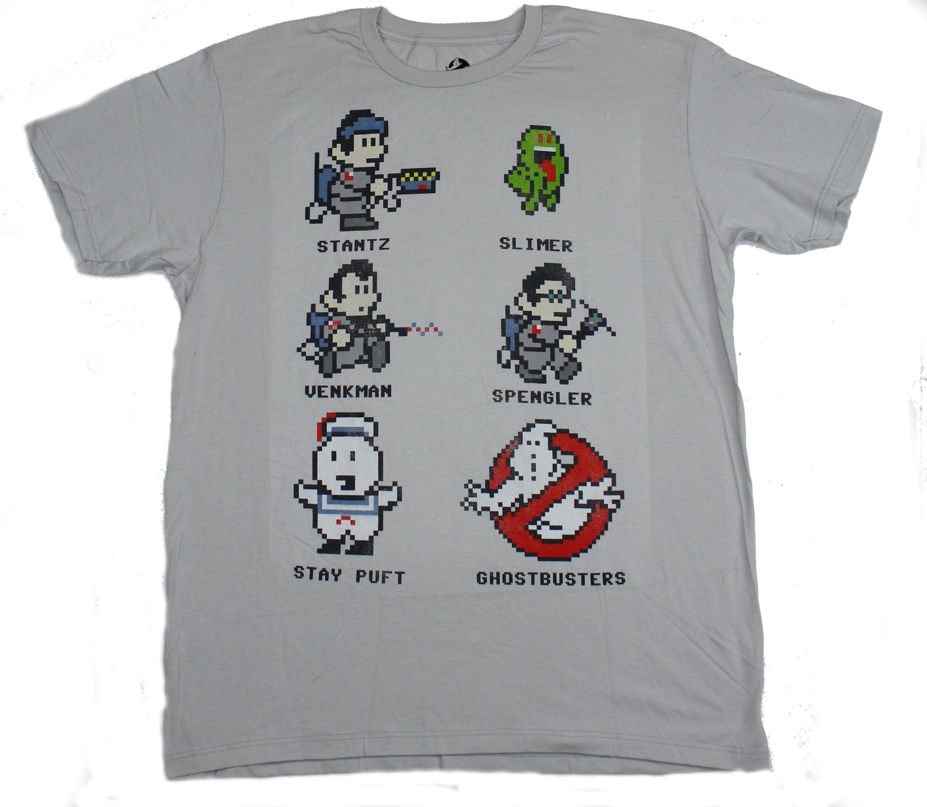 Ghostbusters Mens T-Shirt - 8-Bit Stylized Characters Image