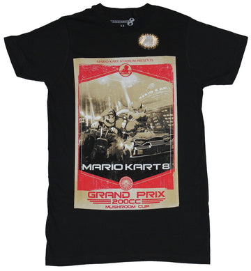 Mario Kart 8 Nintendo Mens T-Shirt - Grand Prix 200cc Mushroom Cup Event Poster