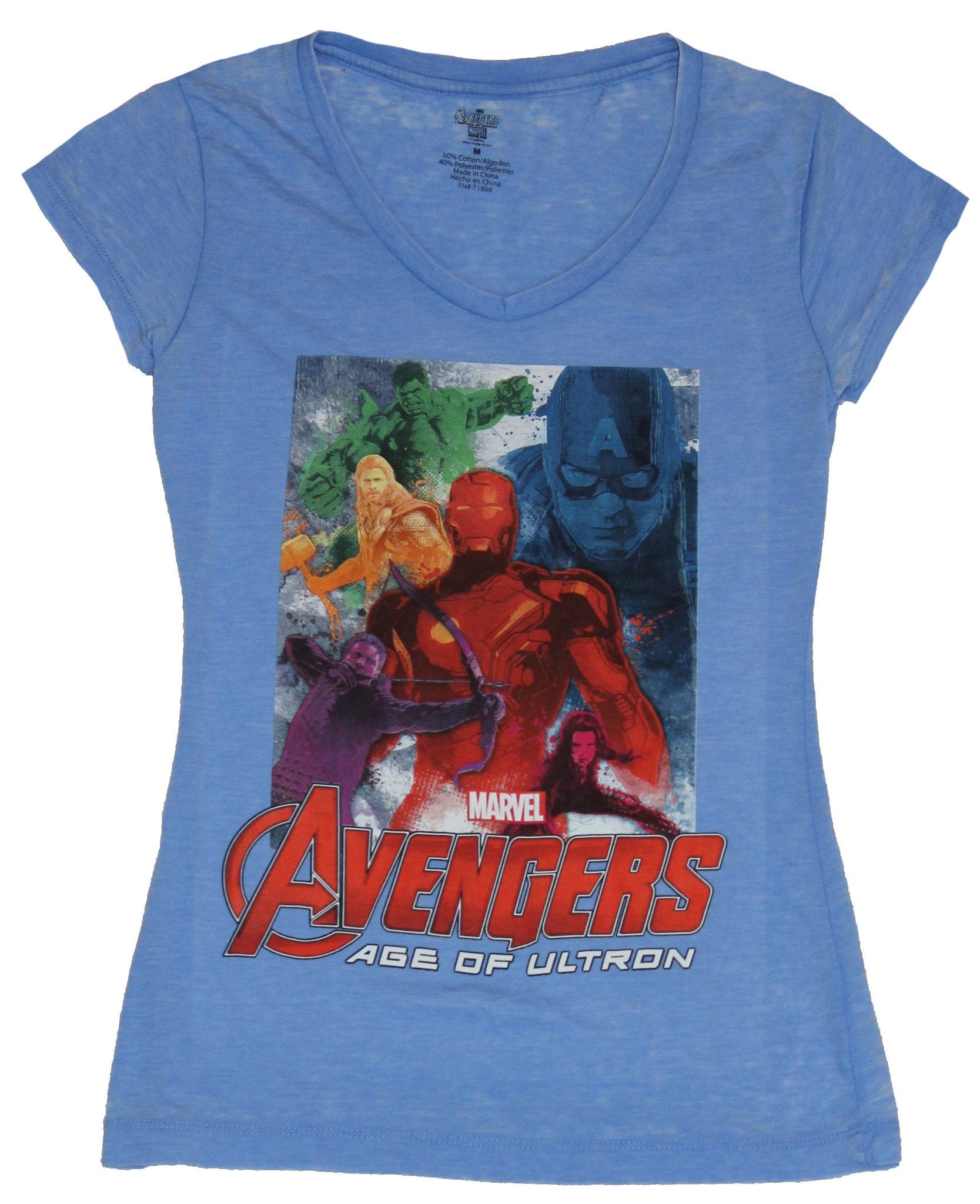 The Avengers Girls Juniors T-Shirt - Age of Ultron Water Color Movie Splashes