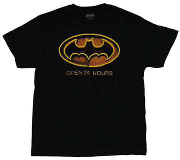 Batman (DC Comics) Mens T-Shirt - Neon Style Open 24 Hours Image