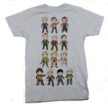 Doctor Who Mens T-Shirt - Cartoon Styled 13 Doctors Collection