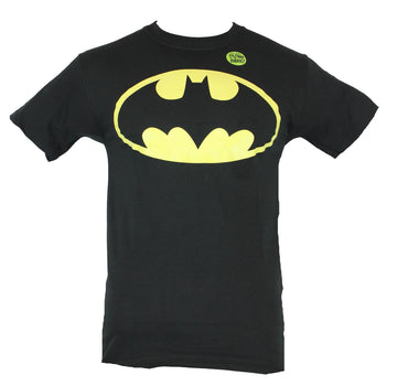 Batman (DC Comics) Mens T-Shirt - Classic Oval Yellow Glow In Dark Image