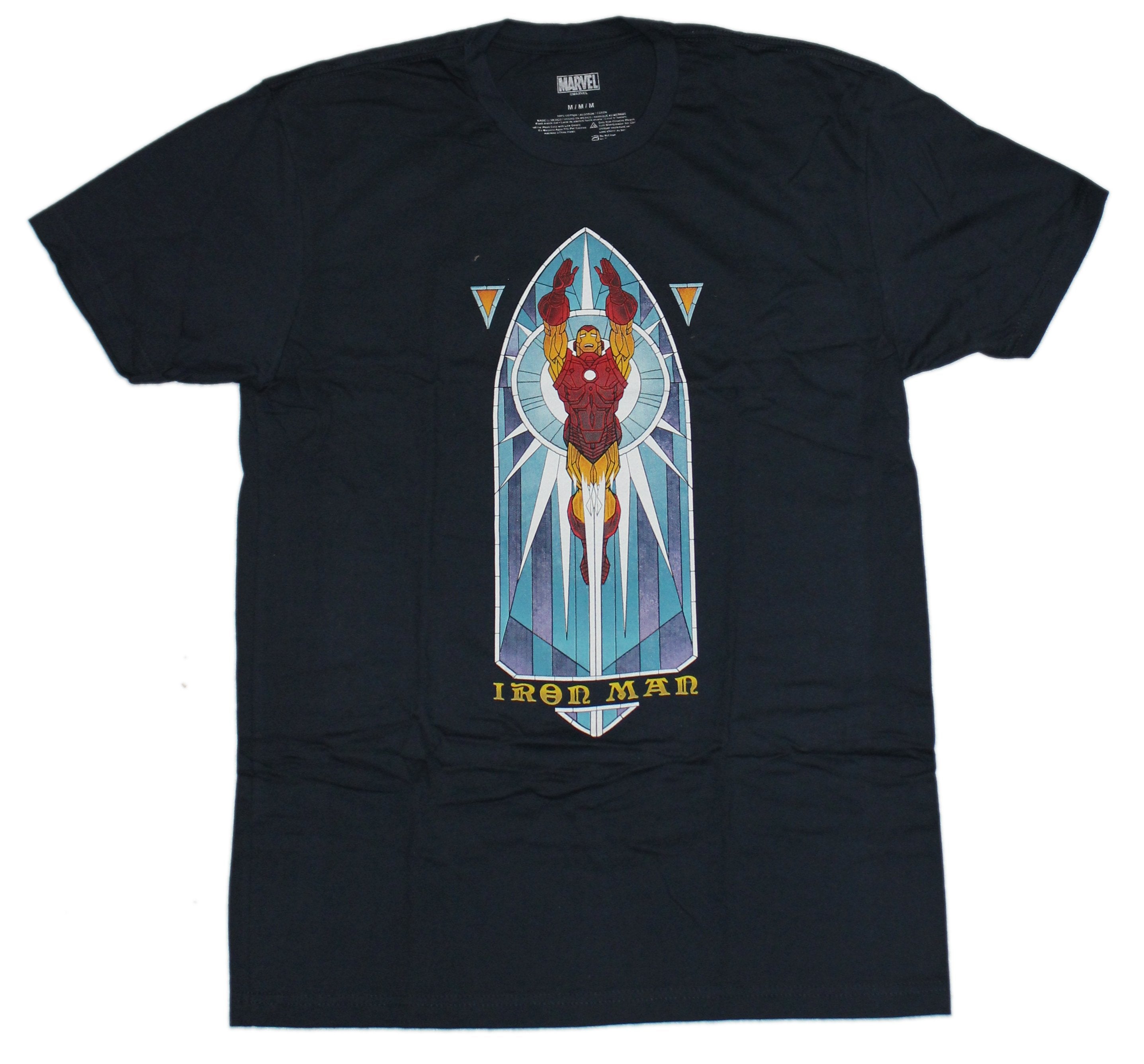 Iron Man Mens T-Shirt  - Iron Man Stain Glass Style Image