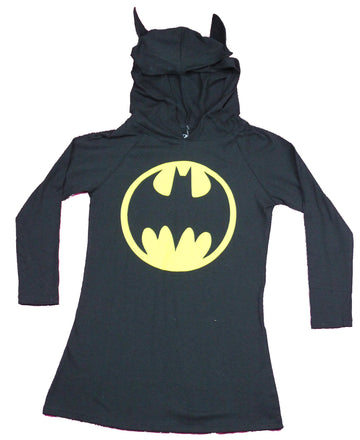 Batman Girls Juniors  Hooded Long Sleeve T-Shirt - With Ears