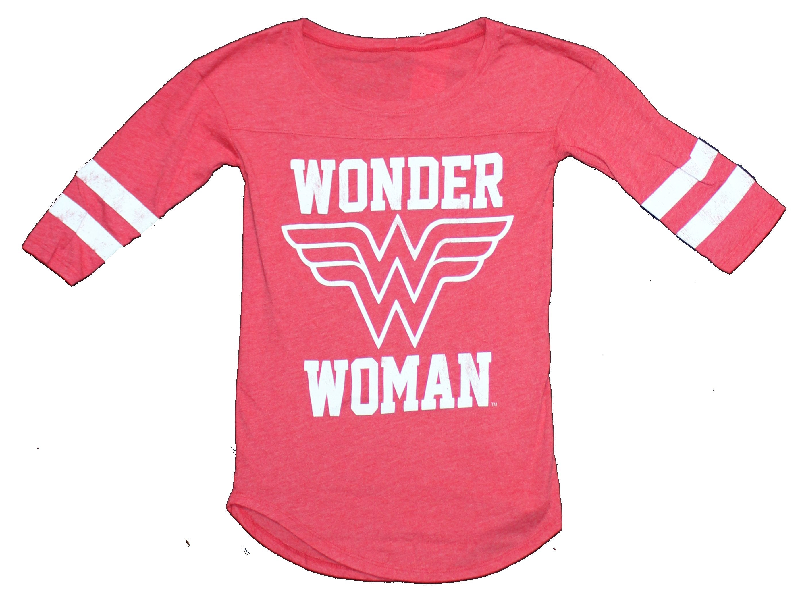 Wonder Woman Ragland Girls Juniors T-Shirt - White Print WW in Name Image