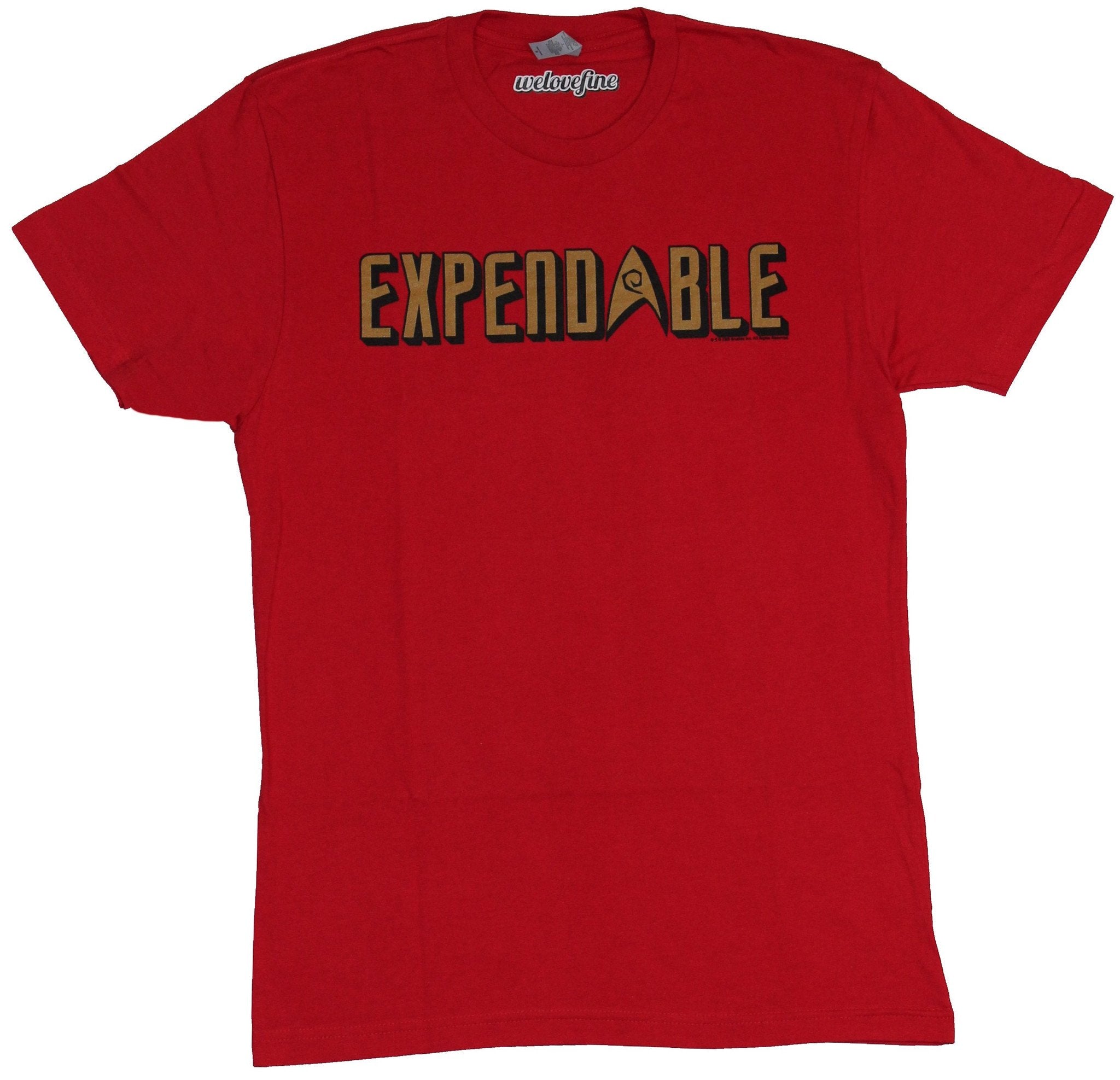 Star Trek Mens T-Shirt - Expendable Red Shirt Gold Logo Image