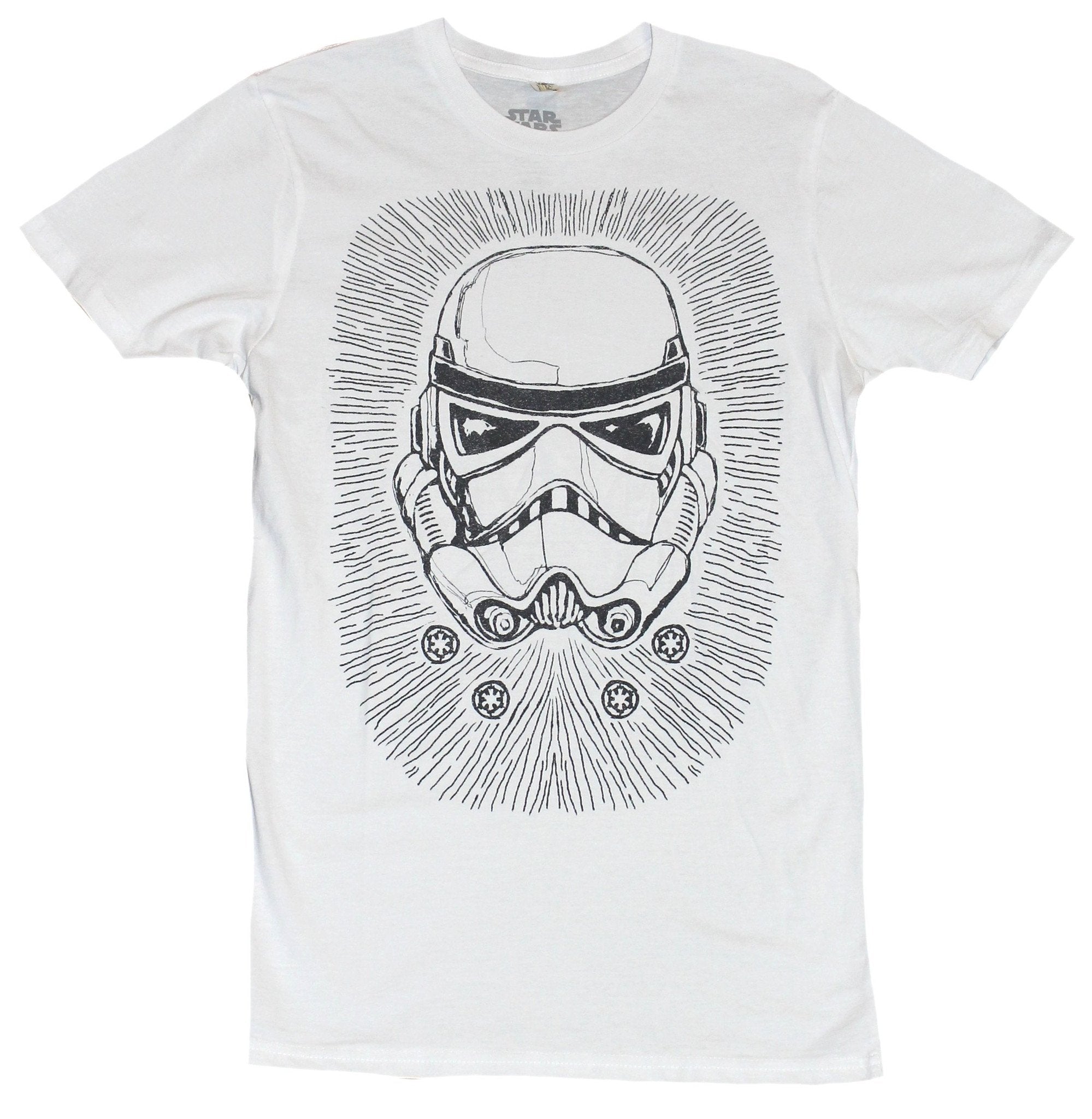 Star Wars Mens T-Shirt  - Stormtrooper Beaming Face Sketch Image