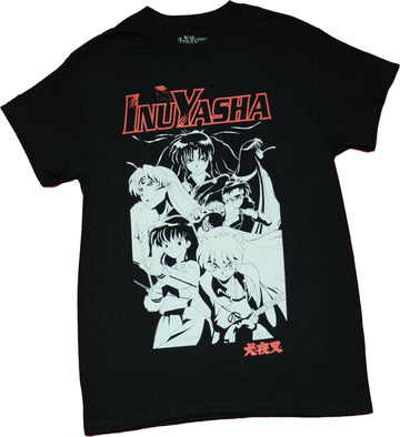 Inuyasha Mens T-Shirt - Group in Blk and  Under  Logo