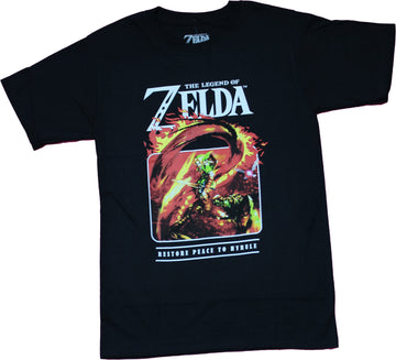Legend of Zelda Mens T-Shirt - Firery Dragon Restore Peace Image