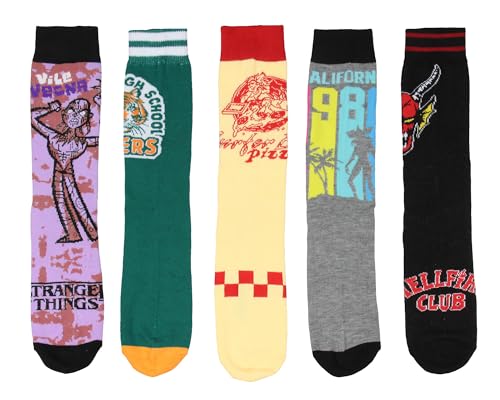 Bioworld Stranger Things Crew Socks 5 Pairs Mid Crew Socks For Men Women 5 Pack