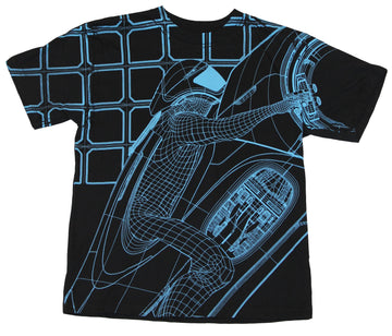 Tron Mens T-Shirt -Lined Aqua Blue Light Cycle High Tech Image