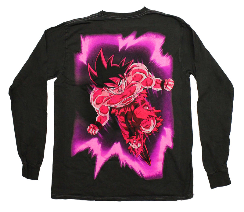 Dragon Ball Z  Mens Long Sleeve T-Shirt - Goku Flex on Back  Kanji on Front