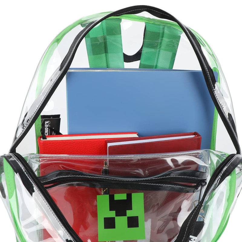 Bioworld Minecraft 17 Clear Plastic Backpack with Removable Laptop Pocket