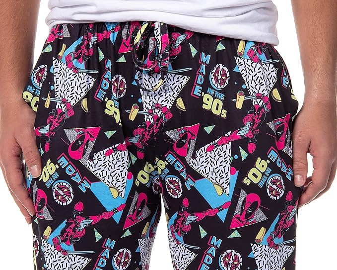 Marvel Comics Mens' Deadpool Retro Made In The '90s Sleep Pajama Pants