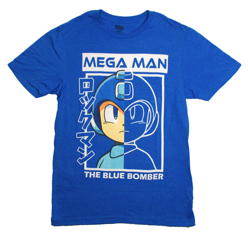 Mega Man Mens T-Shirt - Split Face The Blue Bomber