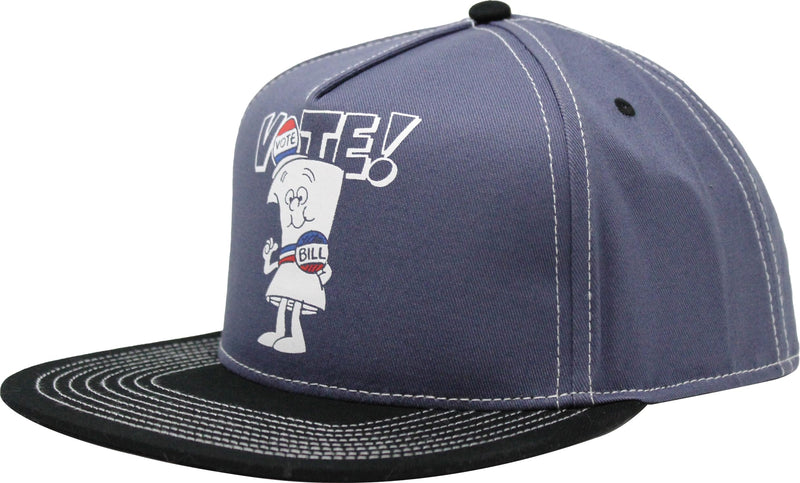 Schoolhouse Rock Vote with Bill 5 Panel Structured Adjustable Adult Unisex Blue and Black Adult Unisex Flat Bill Snapback Hat
