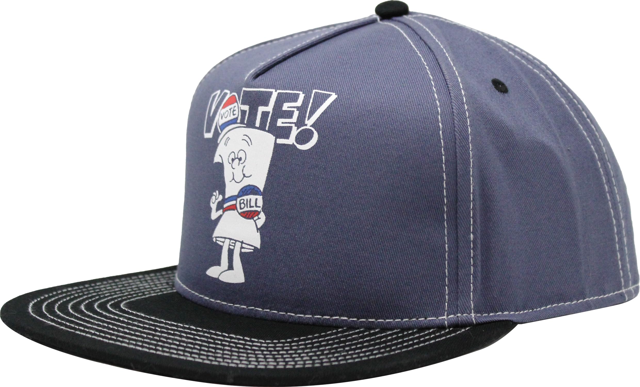 Schoolhouse Rock Vote with Bill 5 Panel Structured Adjustable Adult Unisex Blue and Black Adult Unisex Flat Bill Snapback Hat